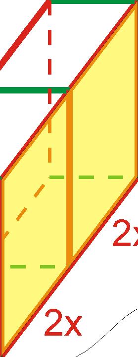 Obliczamy x korzystając z pola powierzchni dużego prostopadłościanu Ponieważ duży prostopadłościan dla przypadku i przypadku jest taki sam (tylko leży na innym boku) więc nie ma znaczenia który z