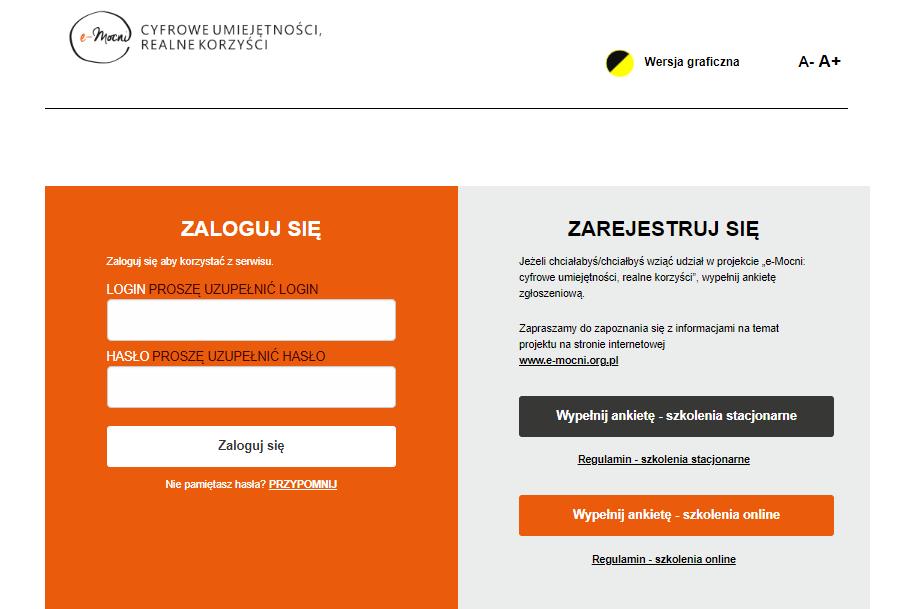 Poniżej zrzuty ekranowe (printscreeny) pokazujące pierwsze kroki rejestracji podczas wypełniania ankiety zgłoszeniowej.