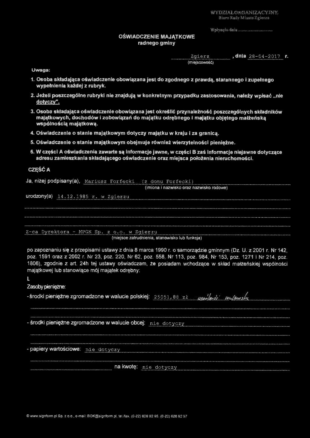 Jeżeli poszczególne rubryki znajdują w konkretnym przypadku zastosowania, należy wpisać ". 3.
