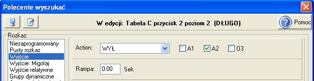 Rysunek 17. Tabela C -> przycisk 2 -> Cel 2 -> Krótko -> Wyjście Rysunek 18.