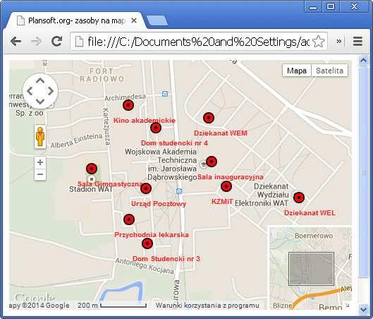 Zmiany w Plansoft.org Mapy Google... 1 Tworzenie mapy... 2 Wprowadzanie szerokości i długości geograficznej... 2 Tworzenie mapy... 2 Dostosowanie wyglądu mapy.