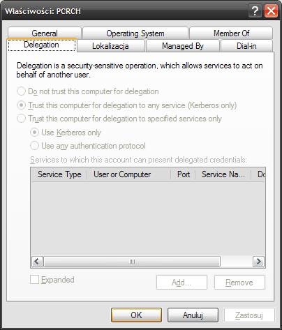 Poniższy rysunek przedstawia okno ustawienia opisanej delegacji. 6.
