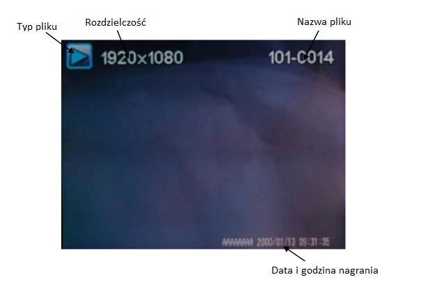 ODTWARZANIE NAGRAŃ WIDEO/ZDJĘĆ: Naciśnij długo przycisk [MENU] dwa razy w trybie wideo, aby przełączyć na tryb odtwarzania.