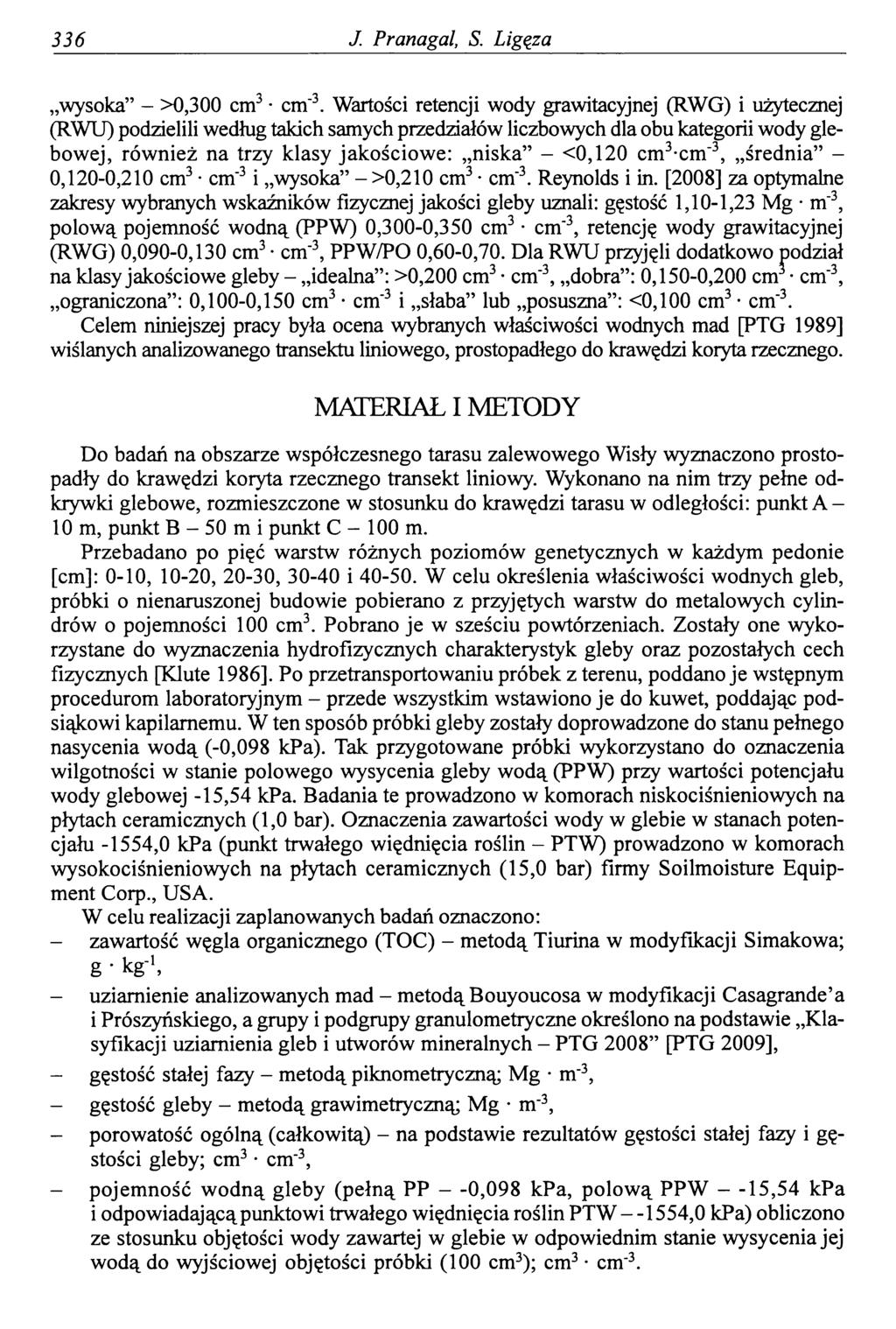 336 J Pranagal, S. Ligęza wysoka - >0,300 cm3 cm'3.