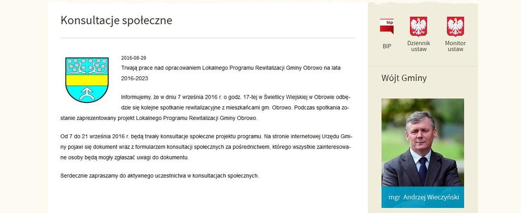 opracowania programu rewitalizacji Źródło: Kurier Obrowa Zdjęcie 11.