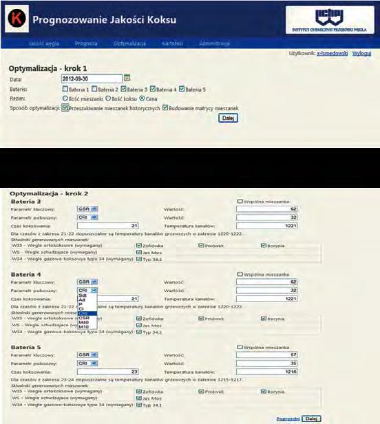 Nr 4 karbo '2013 289 a) b) Użytkownik może wskazać chęć obsadzenia jedną mieszanką kilku baterii Rys. 9.
