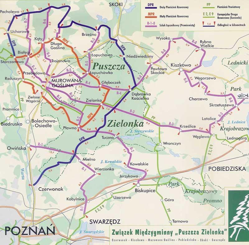 Mapa 3. Schemat szlaków rowerowych - Puszcza Zielonka Źródło: http://2012.powiat.poznan.