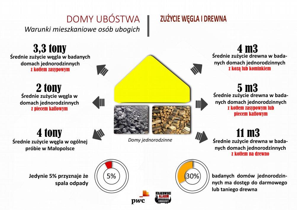 Co jest spalane? 9 na 10 domów jednorodzinnych oraz co czwarty lokal w budynku wielorodzinnym był ogrzewany węglem lub drewnem.