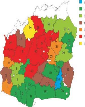 64 H. Sakowska Ryc. 9. Grupy stref prognostycznych jednorodne pod wzgêdem wystêpuj¹cej w nich dziennej liczby po arów.