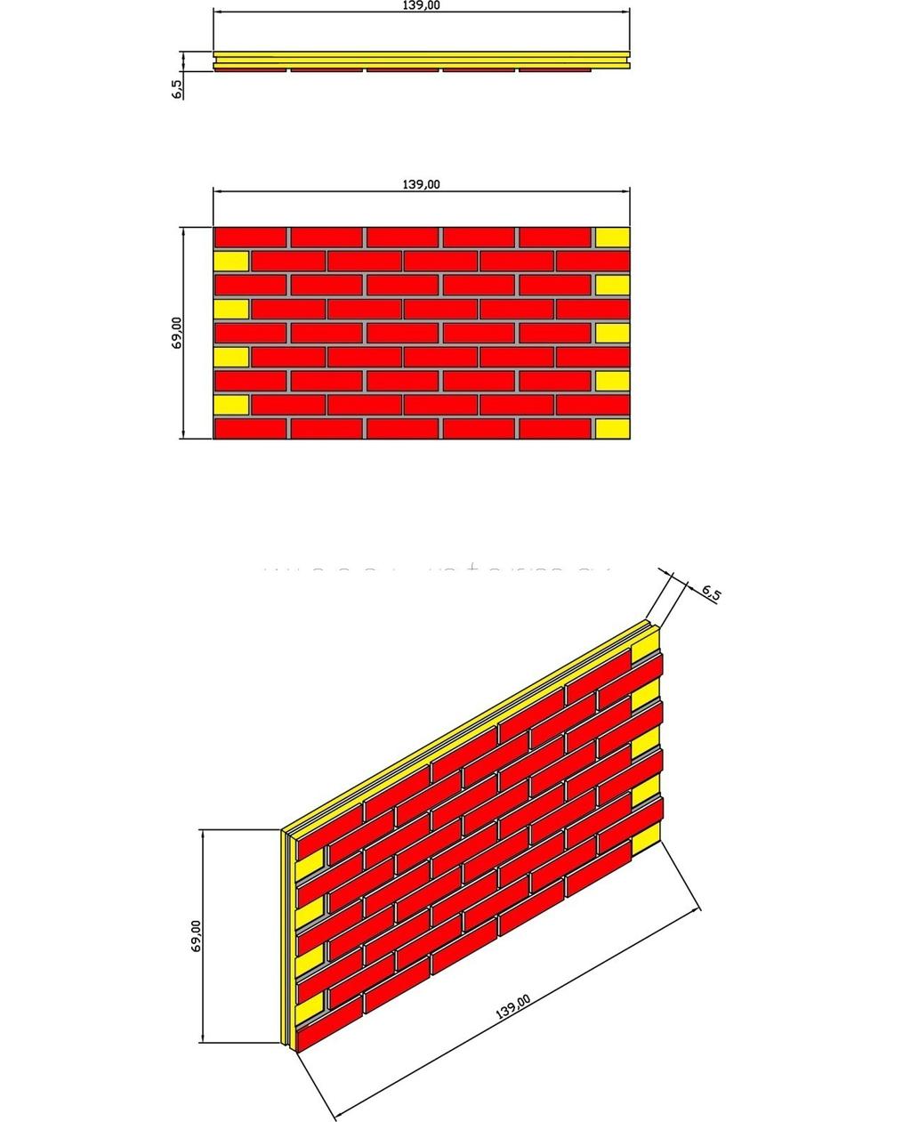 2 Instrukcja montażu Przed rozpoczęciem montażu należy wiedzieć, że są dwa typy brzegów paneli na elewacji i paneli kątowych: 1- ½ cegły 2- cała cegła Cała cegła oznacza bok panela na którego końcach
