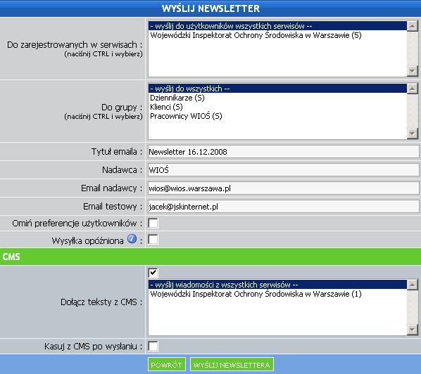 Wysyłanie newsletter ów 1.