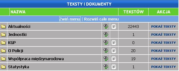 Zmiana kolejności działów Zmiany kolejności działów dokonujemy analogicznie jak w rozdziale 2. Okna wyróŝnione - Zmiana kolejności okien.
