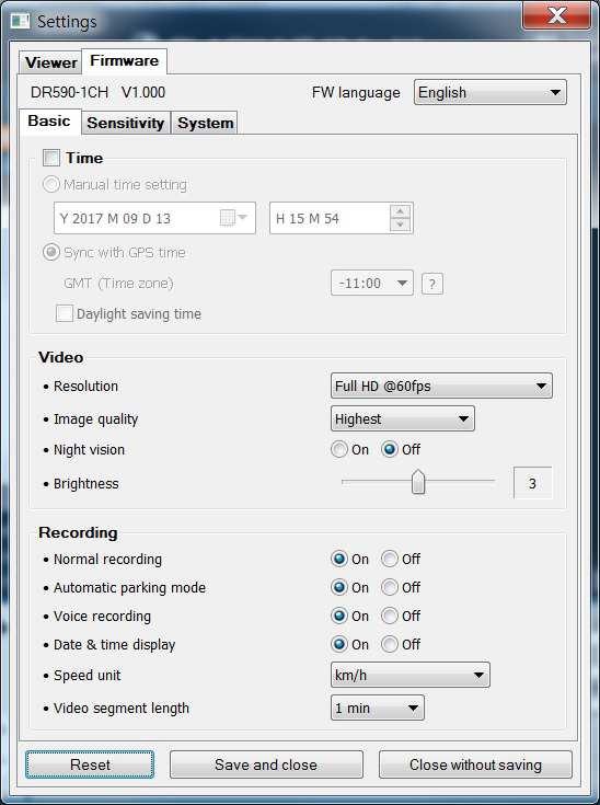 7.2. Menu ustawień rejestratora Wybierając zakładkę Firmware, uzyskasz dostęp do menu ustawień rejestratora.