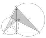 Gebruik een van de snijpunten van die cirkel met AC als het echte punt E. Het wordt tijd de bewezen relatie DC = DE DB te gaan gebruiken. Stel de twee gegeven lengtes DC = p en BE = q.