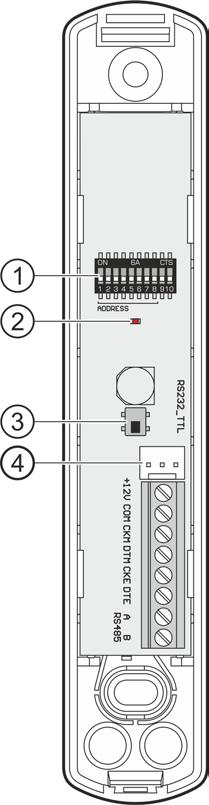 4 ACU-280 SATEL 3 Płytka elektroniki Rys. 1. Płytka elektroniki kontrolera. zespół mikroprzełączników typu DIP-switch.