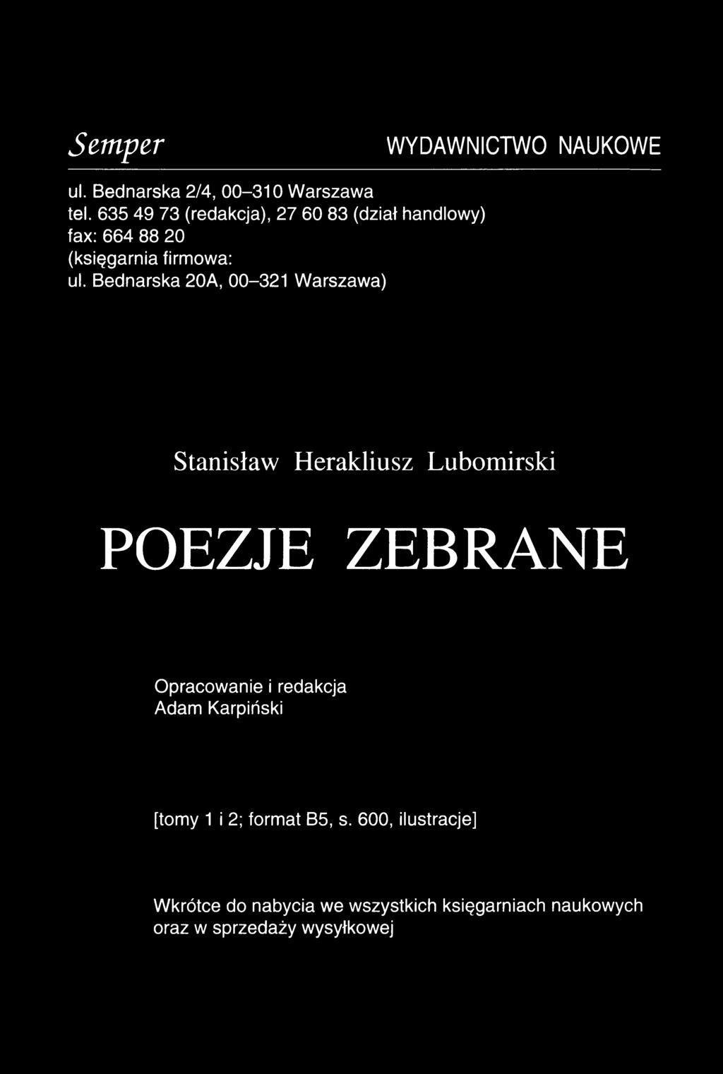 Semper w ydaw nictw o naukow e ul. Bednarska 2/4, 00-310 Warszawa tel. 635 49 73 (redakcja), 27 60 83 (dział handlowy) fax: 664 88 20 (księgarnia firmowa: ul.