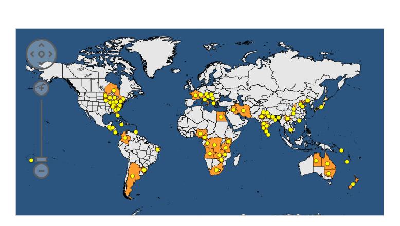 Szwajcaria Oceania Turcja Nieobecny Australia New South Australia Wales Northern Australia Territory Australia Queensland Nowa Kaledonia Nowa Zelandia Wyspy Salomona Tonga źródło: EPPO 2014 7.
