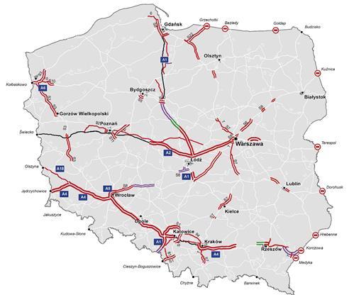 OBECNA SIEĆ DRÓG PŁATNYCH 2917 km dróg płatnych w całej Polsce: 809 km dróg