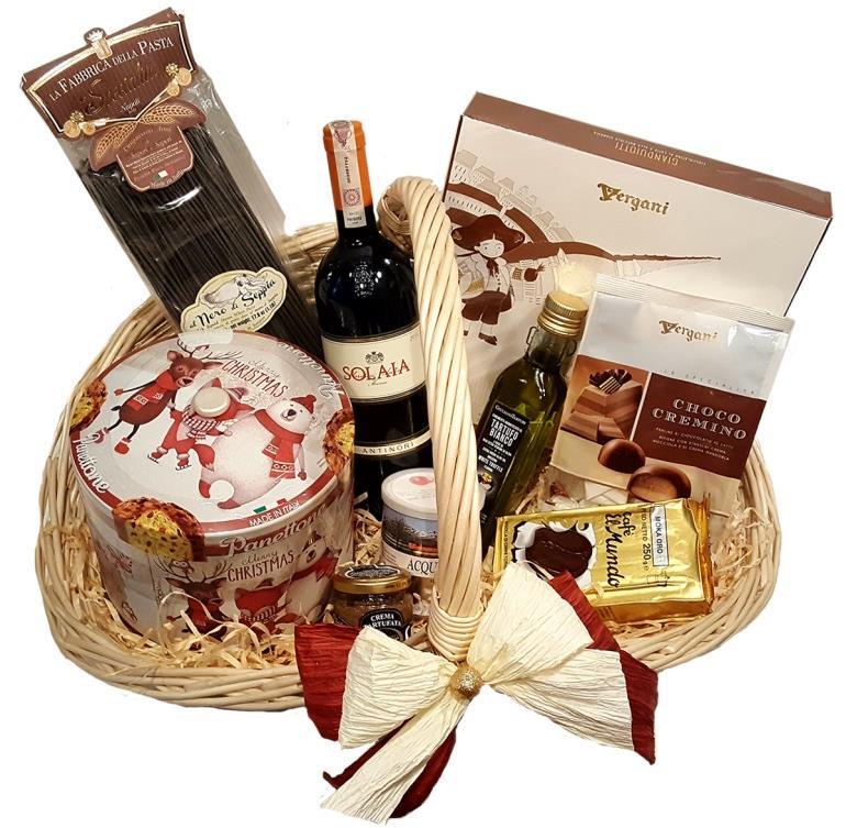 ZESTAW NR 22 1350,00 zł/brutto Panettone w puszce 750g Wino Solaia Antinori Makaron Lnguine Nero di Sepia 500g Salsa Truflowa 80g Ryż