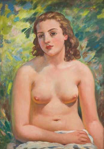 36 STANISŁAW ŻURAWSKI (1889-1976) Półakt kobiecy olej/płótno naklejone na tekturę, 71 x 50 cm sygnowany p.g.: 'St.