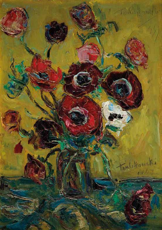 92 WŁODZIMIERZ TERLIKOWSKI (1873-1951) "Anemony w wazonie", 1947 r.