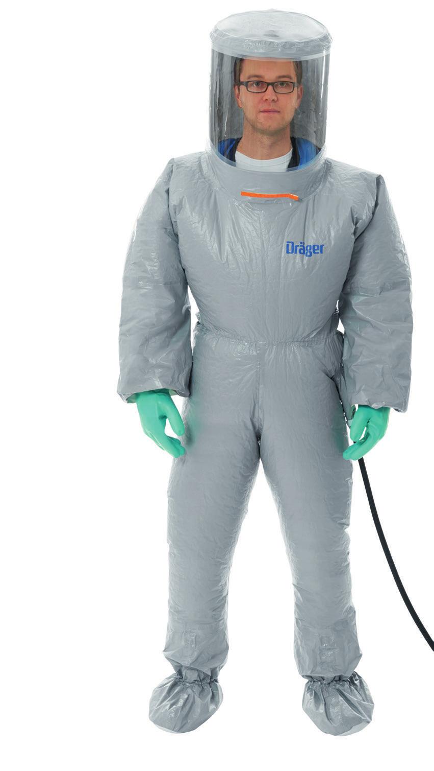 Dräger SPC 3700 z CVA 0700 Kombinezon ochronny i kamizelka Dräger SPC 3700 to kombinezon jednorazowego użytku o stałym przepływie.