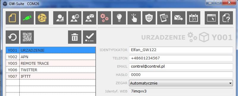 Konfiguracja urządzenia Pracę z oprogramowaniem GW-Suite należy