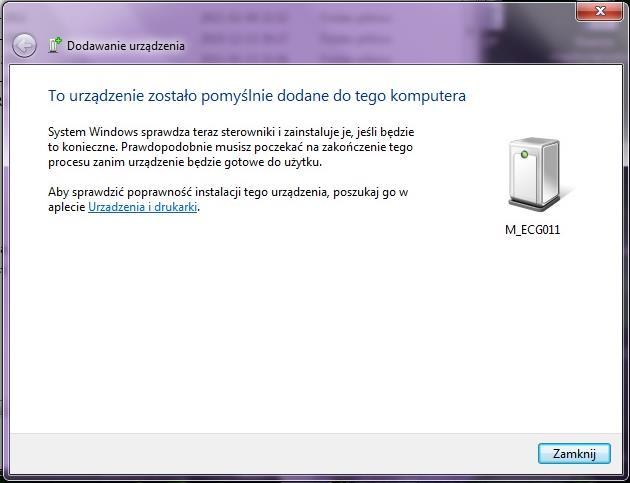 Na zakończenie procedury parowania na ekranie