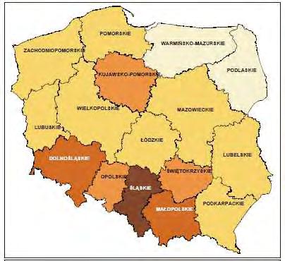 Jednostki NUTS na terytorium Polski NUTS 1 - makroregiony (grupujące województwa) (6) NUTS 2 - regiony (województwa) (16) NUTS 3 -