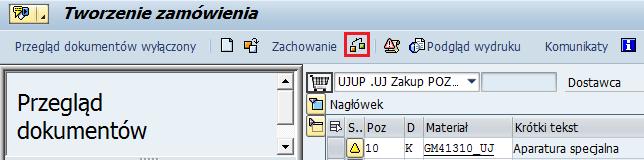 Przeprowadź kontrolę dokumentu za pomocą ikony.