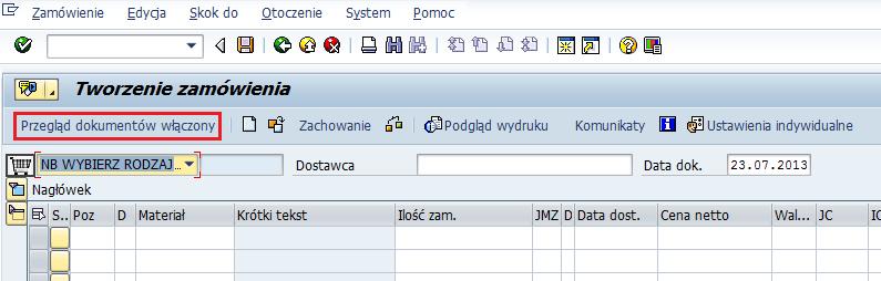 Procedura 1. Rozpocznij zadanie, korzystając z powyższej ścieżki menu lub kodu transakcji.