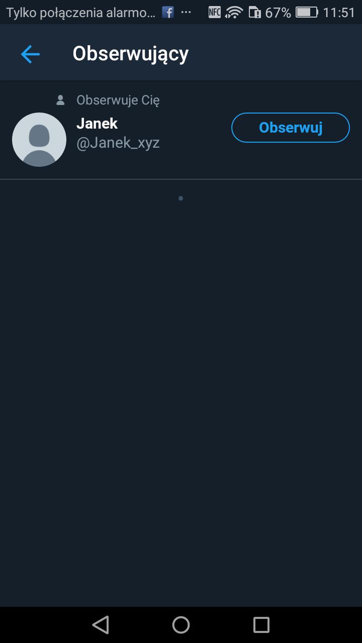 Twitter obserwujący Widoczna jest tu liczba 1 2 obserwowanych (przez