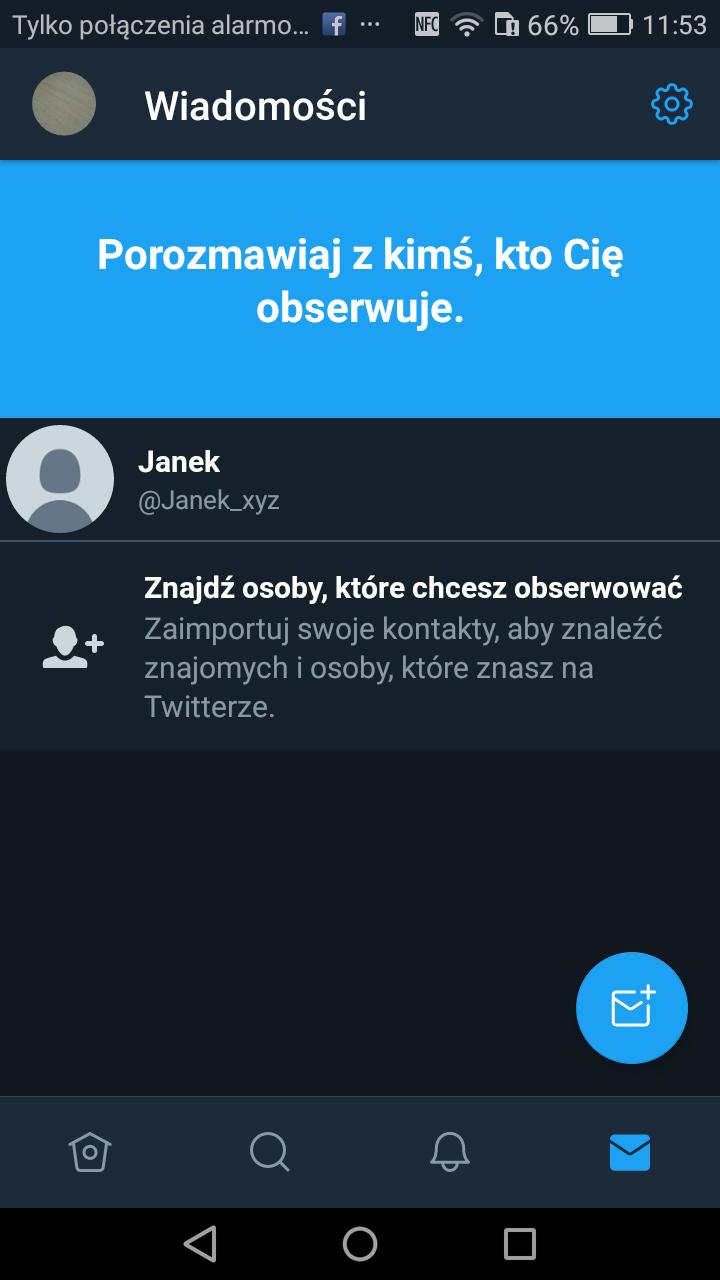 Twitter rozmowy Klikamy na ikonie koperty aby wejść do wiadomości (1) 2 1 Jeżeli dwa profile obserwują się