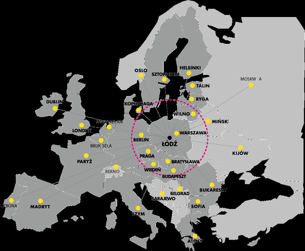 Jak dojechać do Łodzi? ZLOKALIZOWANA W CENTRUM EUROPY.