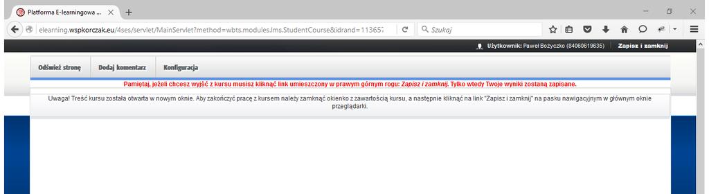 Jeżeli wszystko zostało wykonane prawidłowo i zostały udzielone poprawne odpowiedzi na pytania kontrolne zawarte pod koniec wykładów