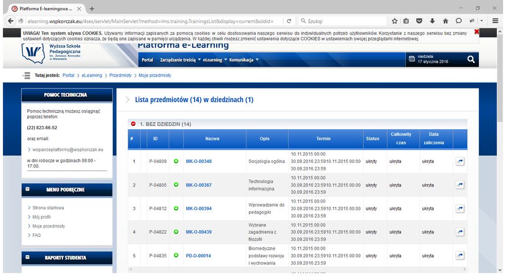 W celu wejścia na Chat z danego przedmiotu, należy najpierw odszukać przedmiot ten na platformie.