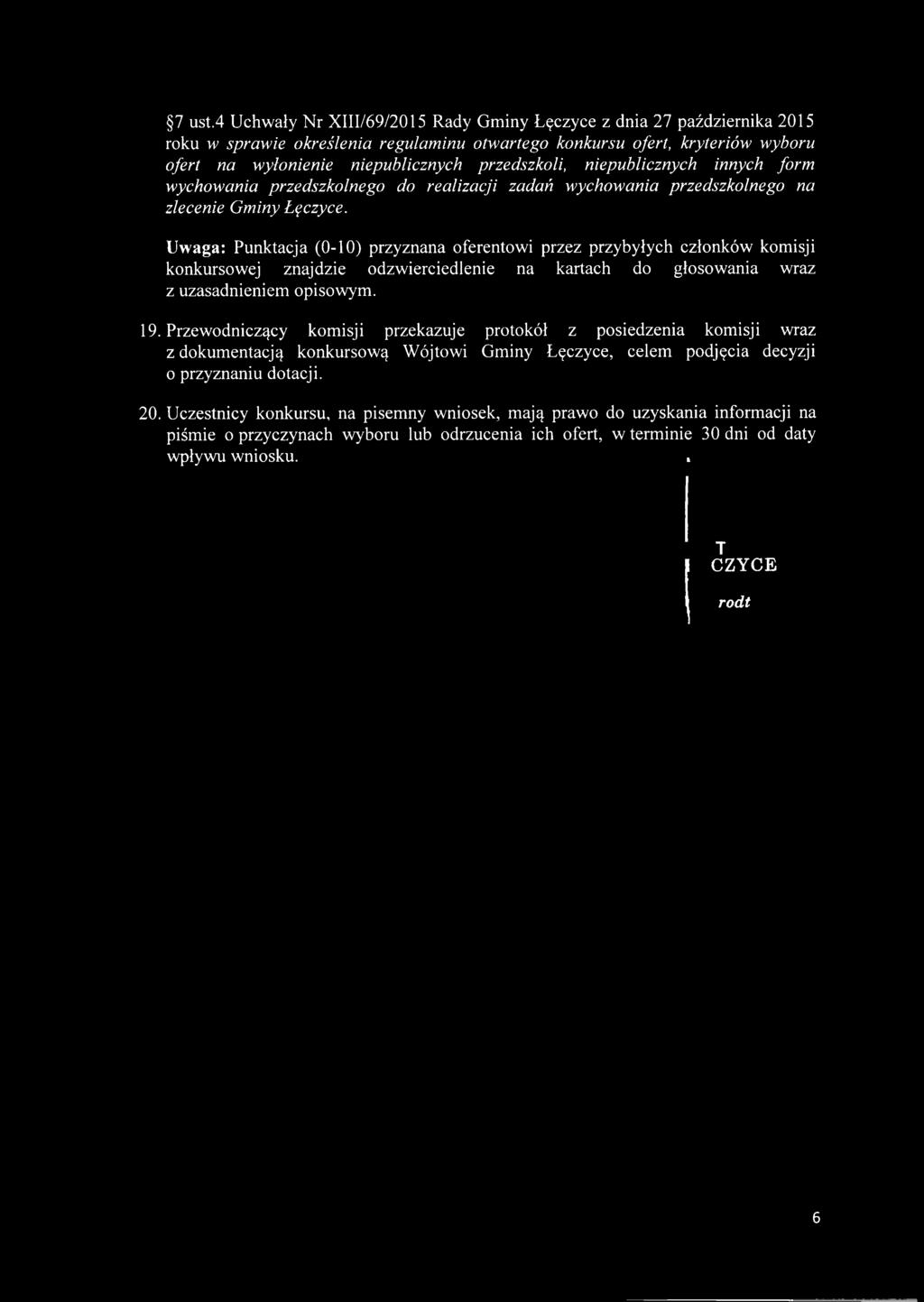 kryteriów wyboru ofert na wyłonienie niepublicznych przedszkoli, niepublicznych innych form wychowania przedszkolnego do realizacji zadań
