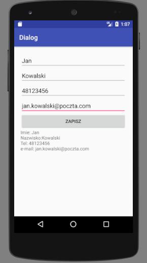 Program wczytuje dane i po kliknięciu przyciski Zapisz składa je w