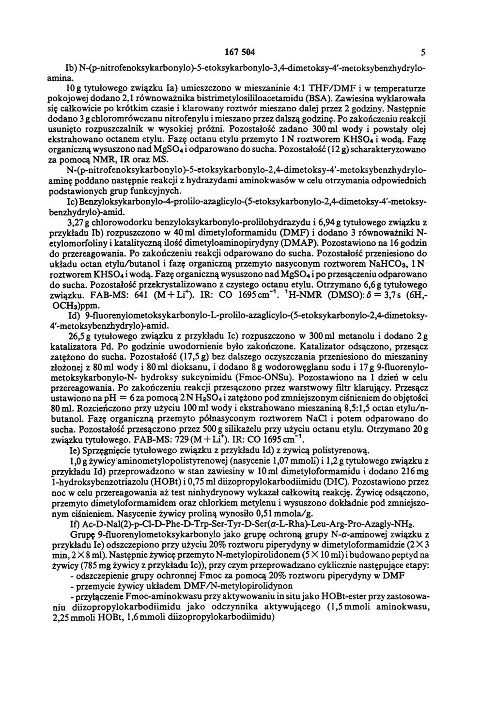 167 504 5 Ib) N-(p-nitrofenoksykarbonylo)-5-etoksykarbonylo-3,4-dimetoksy-4'-metoksybenzhydryloamina.