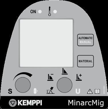 2.6 Pokrętła i lampki kontrolne 3. 7. 1. 4. 5. 6. 2. 1. Pokrętło regulacji mocy spawania (tryb automatyczny) LUB pokrętło regulacji prędkości podawania drutu (tryb ręczny) 2.