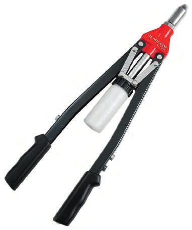 - Nity stalowe o średnicach 3-3,2-4 mm. Sprężyna powrotna podtrzymująca nitownicę w pozycji otwartej.