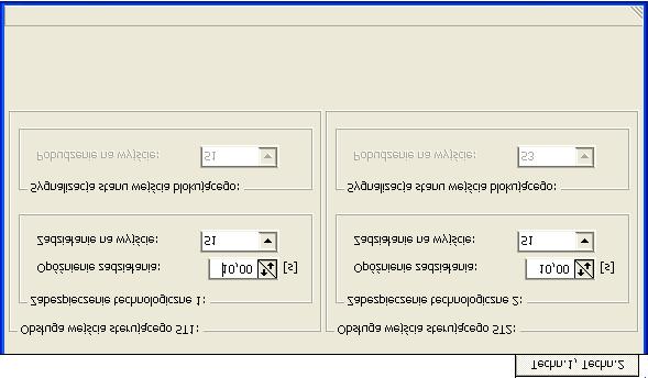 Możliwe są tutaj dwa warianty: a) w przypadku gdy nie są wybrane żadne blokady a w zakładce Konfiguracja zostało zaznaczone Technologiczne 1 ( lub 2 ), można dokonać parametryzacji obsługi wybranego