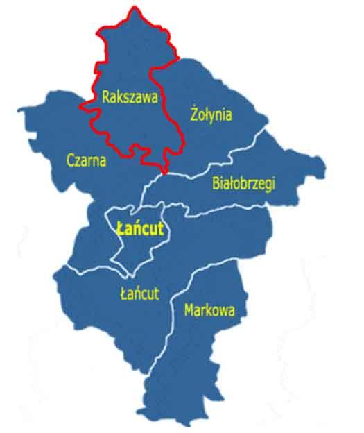5 Charakterystyka Gminy 5.1 Położenie Rakszawa jest gminą wiejską położoną w centralnej części województwa podkarpackiego i wchodzi w skład powiatu łańcuckiego.