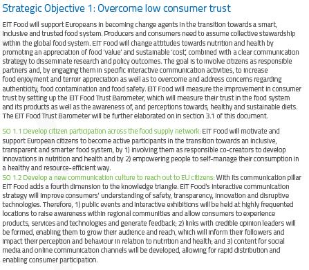 EIT Food: cele ogólne i szczegółowe Cele ogólne Cele szczegółowe Wzrost zaufania konsumentów Produkty o wysokiej wartości odżywczej