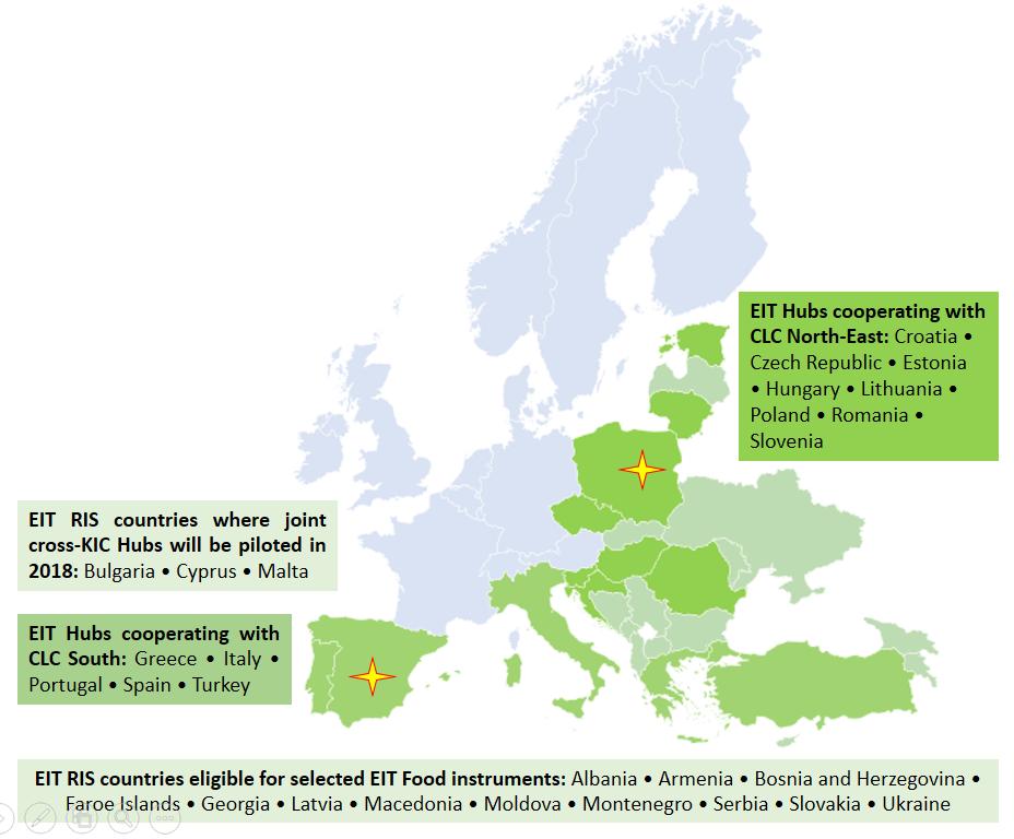 Litwa, Polska, Rumunia, Słowenia Kraje EIT RIS z cross-kic HUB (pilotaż): Bułgaria