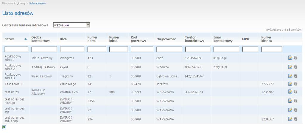 2.3.1. Dodawanie i edycja Dodawanie adresu odbywa się za pośrednictwem formularza, dostępnego na stronie: Baza adresów > Adresy > Dodaj adres. Pola wymagane są oznaczone gwiazdką.