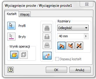 Wyciągnięcie proste Do głównych metod tworzenia brył należy wyciągnięcie proste. Polecenie to (rys. 2.