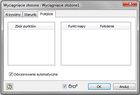 Wybór obiektów odbywa się w dwóch krokach: należy wskazać profil zamknięty (jeżeli w modelu jest tylko jeden dostępny szkic to zostanie on wybrany automatycznie) oraz następnie oś.