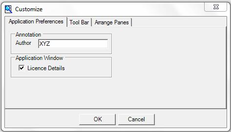 Application Preferences Paska narzędzi - Tool bar Widoku paneli - Panes W obszarze