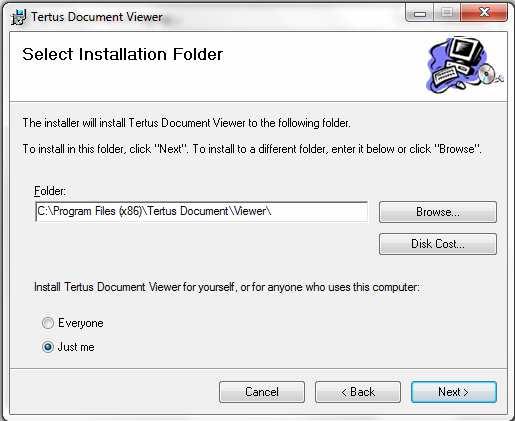 Wybierz folder, w którym TDI ma być zainstalowany. Dokonaj również wyboru dla kogo program ma być dostępny: czy tylko dla Ciebie jako użytkownika czy dla wszystkich.